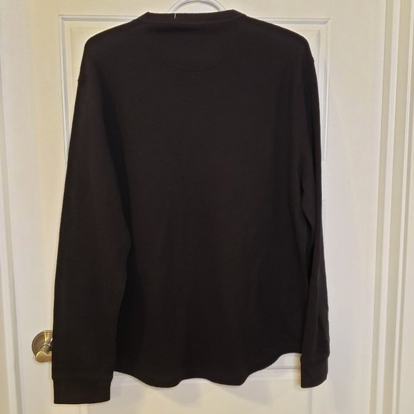 American Eagle Men's Black Grey Eagle Cuffed Long Sleeves Waffle Shirt -Size: XL - Picture 6 of 10